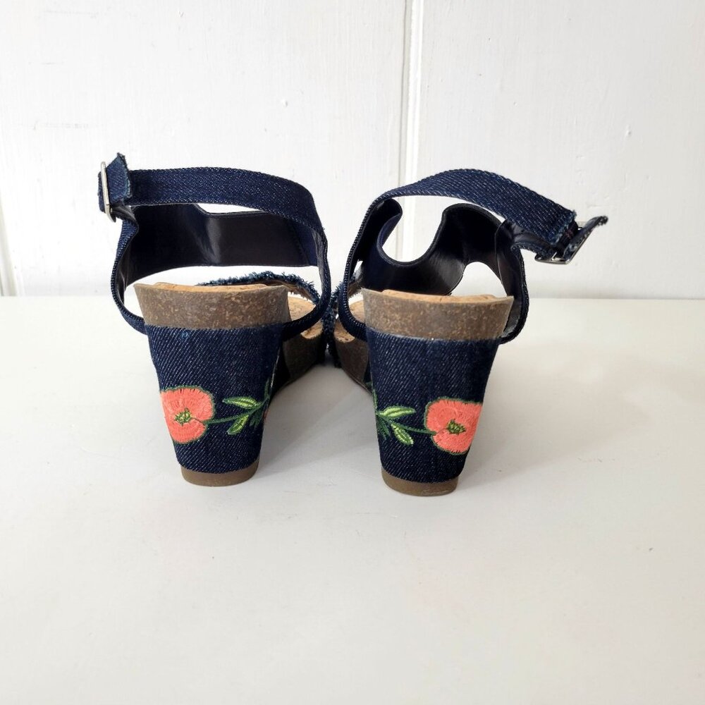 VeganBio Embroidered Cork Wedge Sandals - Picture 7 of 9